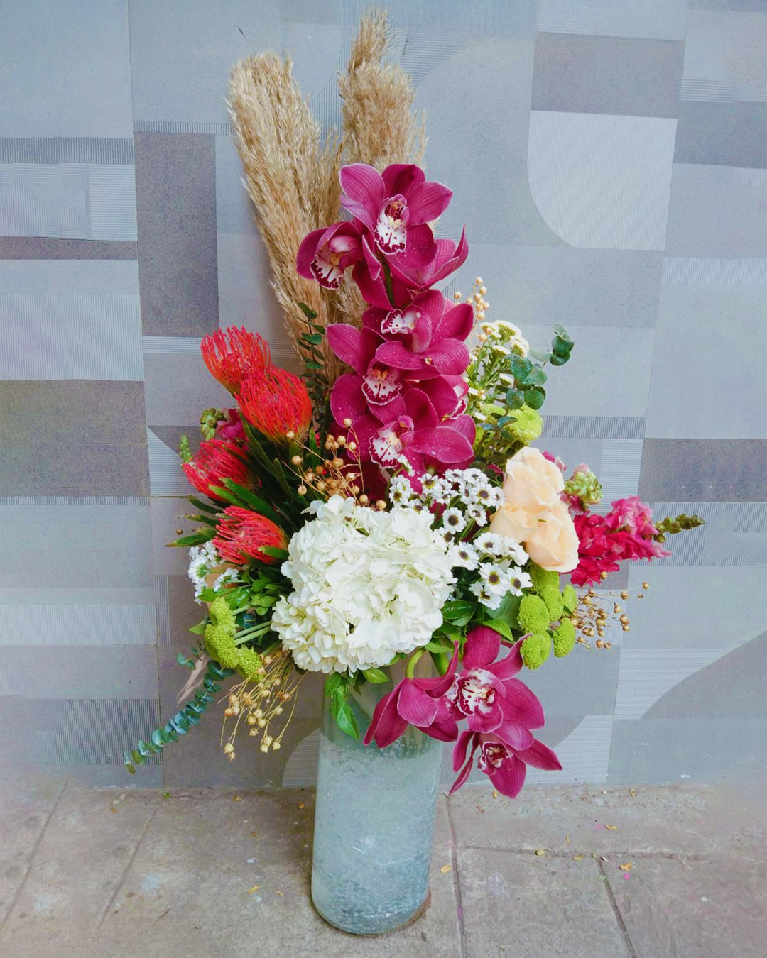 Wild Elegance Tall Vase Arrangement 🌾🌸🌿