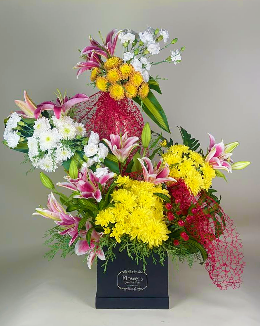 Sunset Symphony Floral Tower 🌼💖🌿