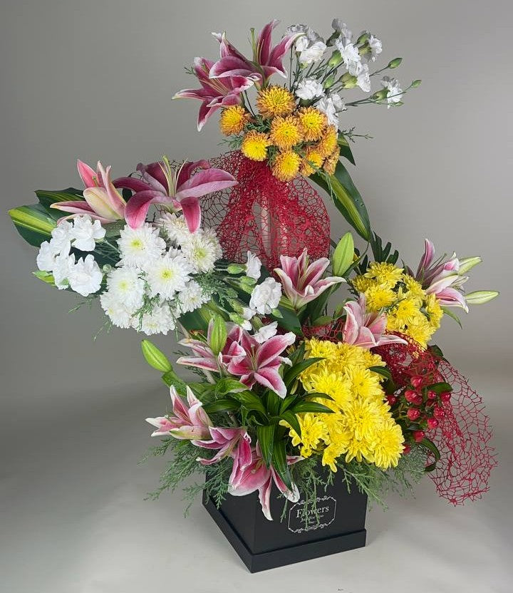 Sunset Symphony Floral Tower 🌼💖🌿